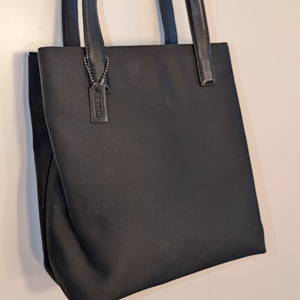 Coach Black Twill Fabric and Leather Trim Shoulder Bag